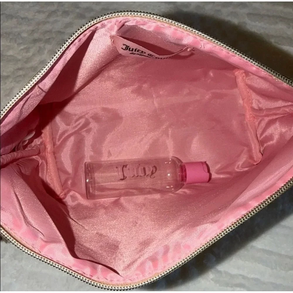 Juicy Couture Cosmetic Bag Womens OS Gold NEW Rhinestone Fringe Travel Pouch